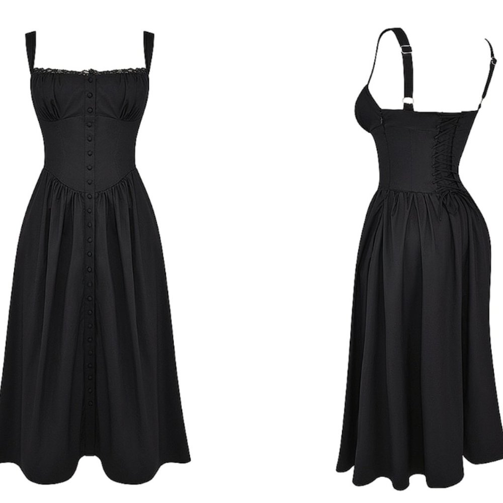 HOUSE OF CB 'Tatiana' Black Midi Sundress NWOT - Picture 7 of 11